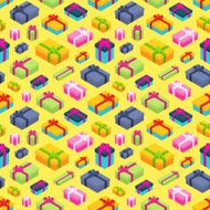 Seamless pattern with the isometric colored gift boxes N3