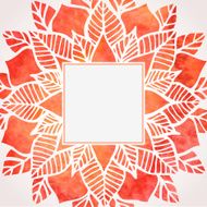 Watercolor red frame with floral pattern Vector element N2