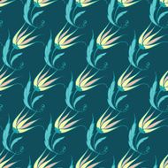 Vector Green Yellow Turkish Flowers Diagonal Seamless Pattern