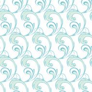 Vector Blue Green Abstract Waves Swirls Seamless Pattern