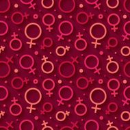 Seamless pattern with the female gender symbol