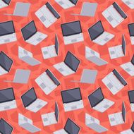 Gray laptop seamless pattern