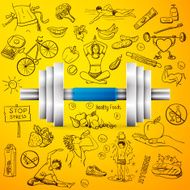 healthy lifestyle background with dumbbell