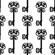 Vintage keys with bows seamless pattern