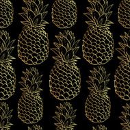 Exotic seamless pattern with silhouettes tropical fruit pineapples N2