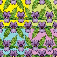 Set of floral ornaments - seamless pattrns with iris flowers
