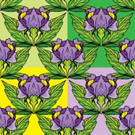 Set of floral ornaments - seamless pattrns with iris flowers N2