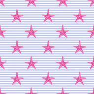 Seamless pattern with pink starfishes on stripes N2
