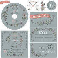 Vintage wedding template set with floral decor