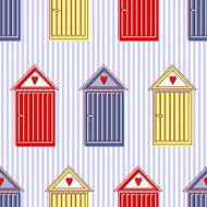 Seamless pattern with colorful french doors hearts windows