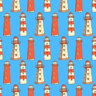 Sketch cute lighthouse in vintage style N2