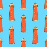 Sketch cute lighthouse in vintage style N3