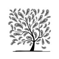 Art tree with peacock feather for your design N2