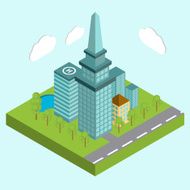 Business center city area buildings isometric concept abstract v