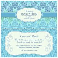 Baroque wedding invitation blue and green N2