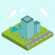 Business center city area buildings isometric concept abstract v N2