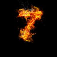 Number seven fire on a black background