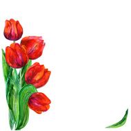 Romance card with red tulips and copy space