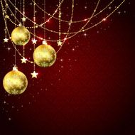 Christmas balls on red background