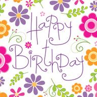 Birthday floral design illustrator