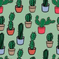 Seamless cute cactus background