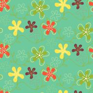 Seamless pattern of hand drawn summer flowers