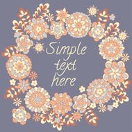 Cute retro flowers arranged in a shape of the wreath N3