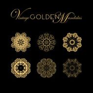 Vintage Golden mandala design Vector illustration set For napk N2
