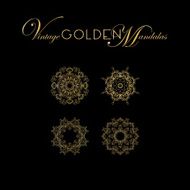 Vintage Golden mandala design Vector illustration set For napk N3