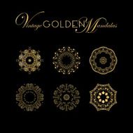 Vintage Golden mandala design Vector illustration set For napk N5