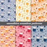 Set of smoothies seamless patterns Vector