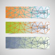 Three color horizontal banners with abstract geometric motive