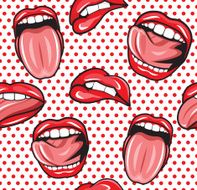 Mouth pop art vector seamless pattern