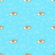 Sketch triangles and eye in vintage style