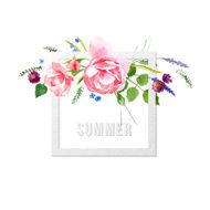 Watercolor summer time floral card