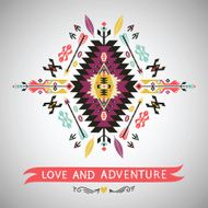Decorative colorful element in aztec style N2