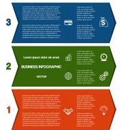Infographic colour strips of arrows three positions N2