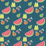 Juicy Summer Beach Fruits seamless vector pattern