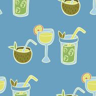 Cold Fresh Beach Drinks Seamless Vector Pattern N2