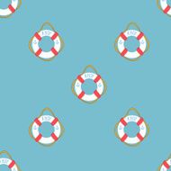 Ahoy Lifebuoy summertime Funny Seamless vector pattern N2
