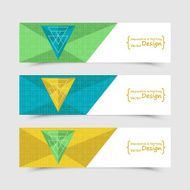Set of horizontal banners with abstract geometric motive