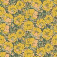 Vector seamless pattern with graphic spring flowers