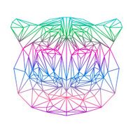 Isolated polygonal abstract tiger silhouette drawn in one continuous line
