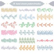 Set of 18 hand drawn pattern floral brushes