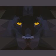Wild black panther stares forward Abstract geometric polygonat triangle illustration
