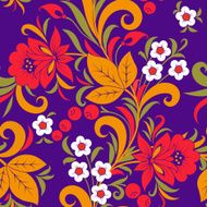 Khokhloma seamless pattern - strawberry Vector illustration N3