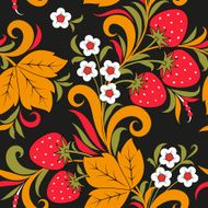 Khokhloma seamless pattern - strawberry Vector illustration N5