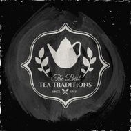 Illustration on a blackboard theme tea with simple symbol