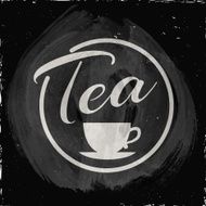 Illustration on a blackboard theme tea with simple symbol N6