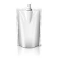 Blank realistic plastic pouch with cap isolated on white background